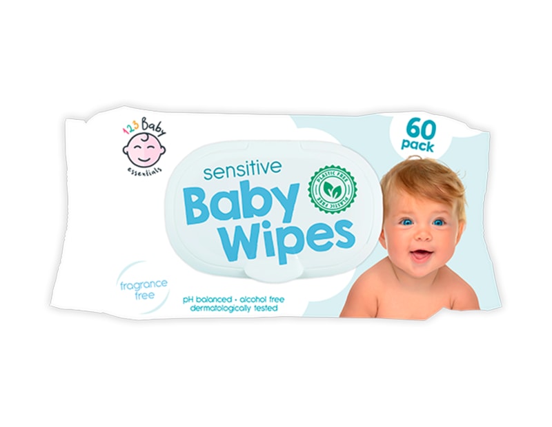 Wholesale Sensitive Baby Wipes 60pk CDU - Plastic Free