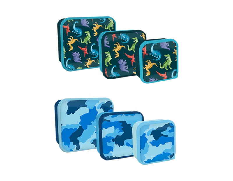 Wholesale Boys Printed Food Boxes 3pk Assorted Sized Wholesale Boys Printed Food Boxes 3pk