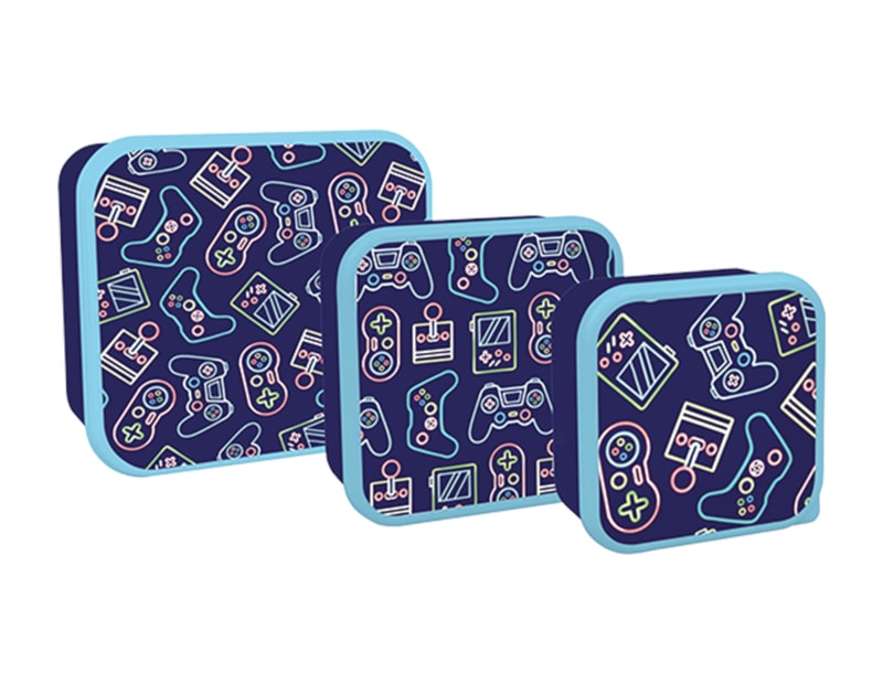 Wholesale Boys Printed Food Boxes 3pk Wholesale Boys Gaming Printed Food Boxes 3pk