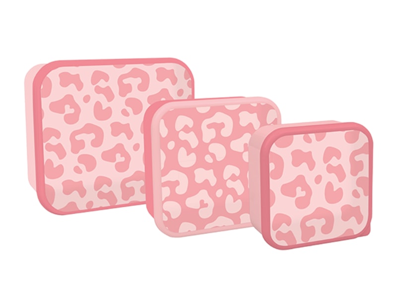 Wholesale Girls Printed Food Boxes 3pk Wholesale Girls Leopard Print Food Boxes 3pk