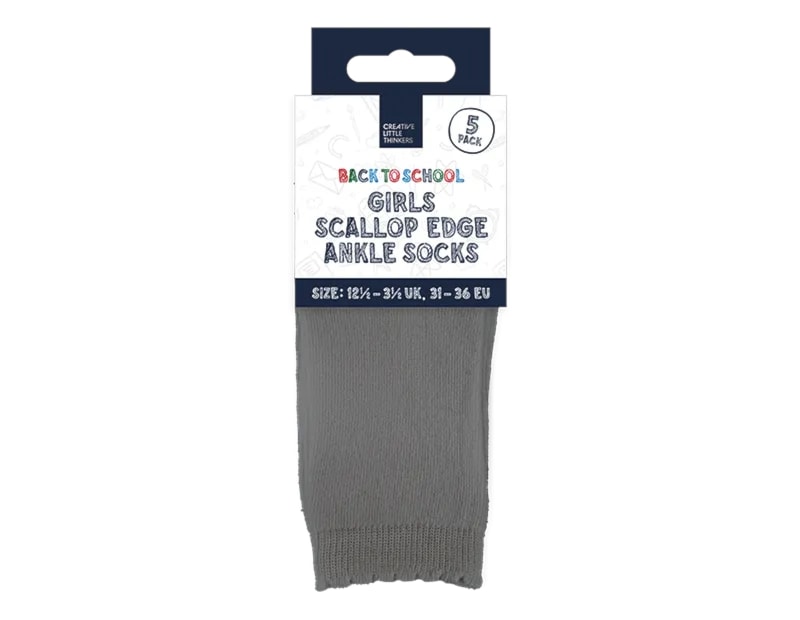 Wholesale Girls Scallop Edge Ankle Socks 5pk 4 Asstd Sizes