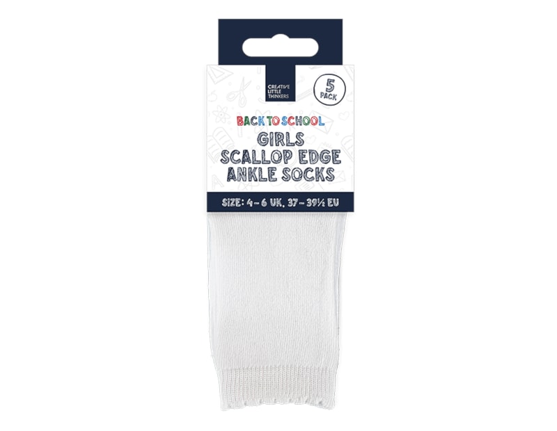 Wholesale Girls Scallop Edge Ankle Socks 5pk 4 Asstd Sizes Wholesale Girls Scallop Edge Ankle Socks 5pk 4 Asstd Sizes