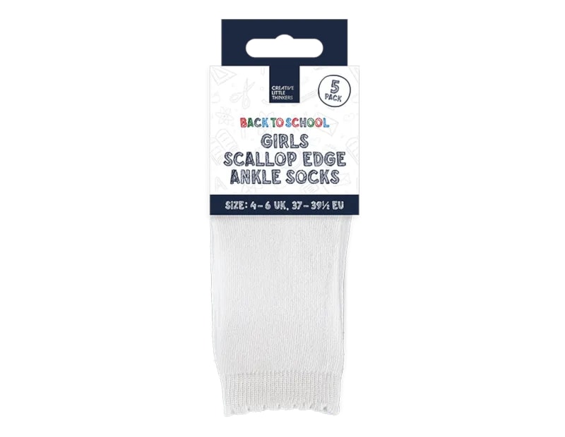 Wholesale Girls Scallop Edge Ankle Socks 5pk 4 Asstd Sizes Wholesale Girls Scallop Edge Ankle Socks 5pk 4 Asstd Sizes