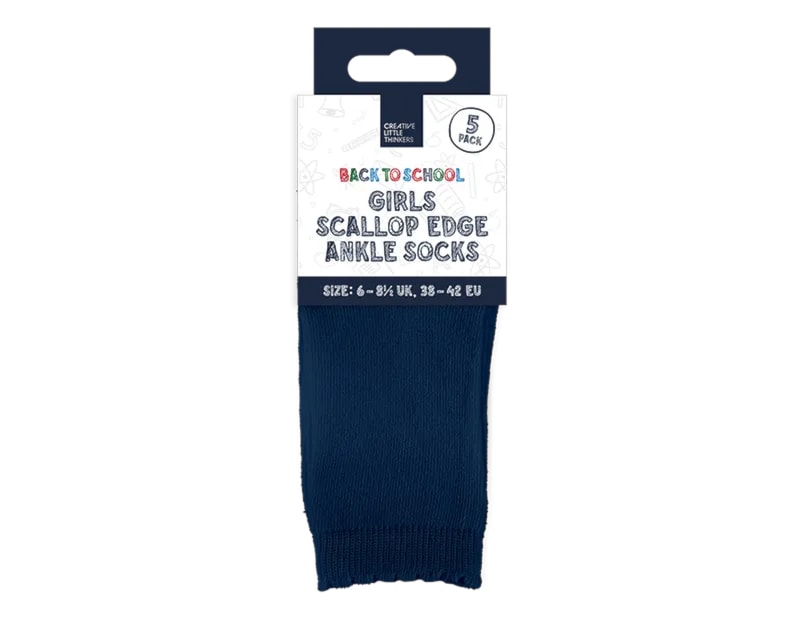 Wholesale Girls Scallop Edge Ankle Socks 5pk 4 Asstd Sizes Wholesale Girls Scallop Edge Ankle Socks 5pk 4 Asstd Sizes