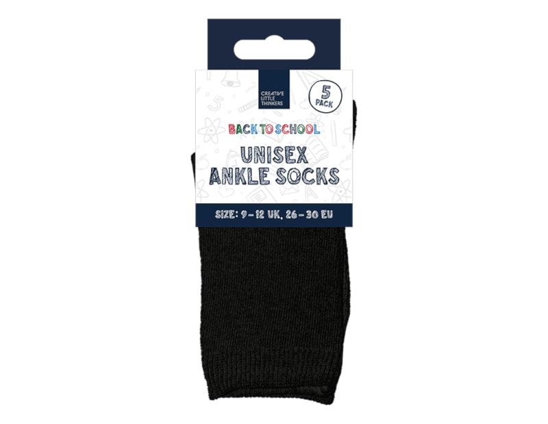 Wholesale Unisex Ankle Socks 5pk 4 Asstd Sizes