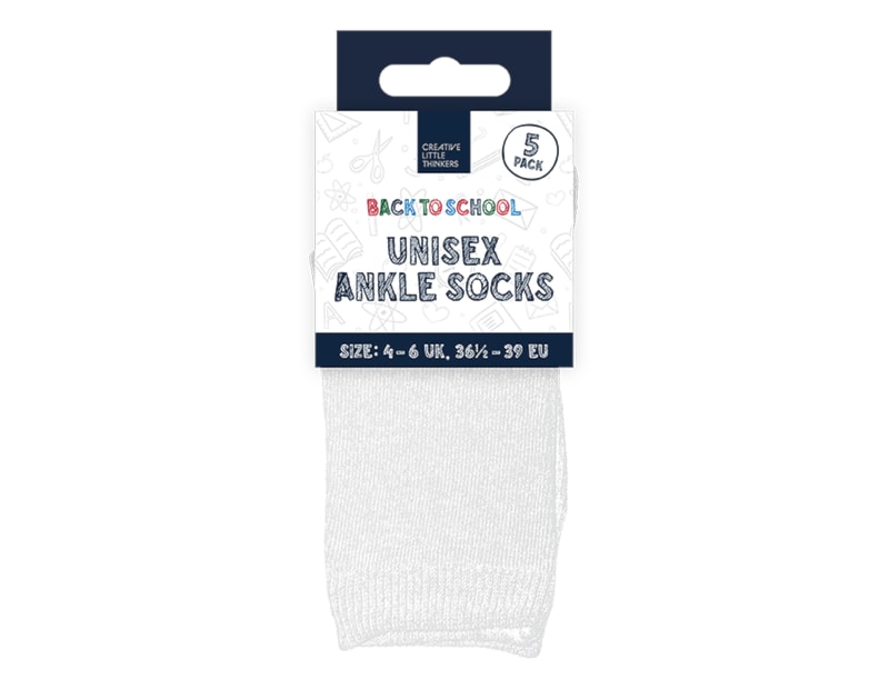 Wholesale Unisex Ankle Socks 5pk 4 Asstd Sizes
