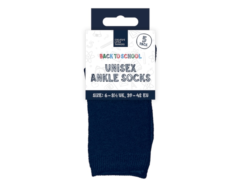 Wholesale Unisex Ankle Socks 5pk 4 Asstd Sizes