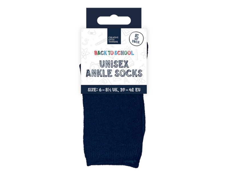 Wholesale Unisex Ankle Socks 5pk 4 Asstd Sizes Wholesale Unisex Ankle Socks 5pk 4 Asstd Sizes