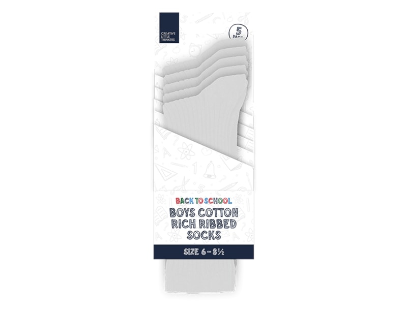 Wholesale Boys Cotton Rich Ribbed Socks 5pk 4 asstd sizes Wholesale Boys Cotton Rich Ribbed Socks 5pk 4 asstd sizes