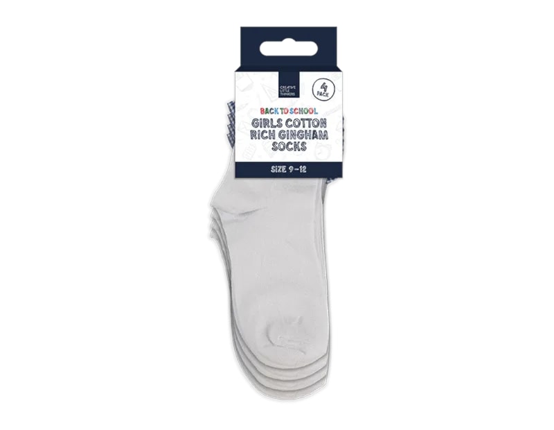 Wholesale Girls Cotton Rich Gingham Socks 4pk 4 asstd sizes Wholesale Girls Cotton Rich Gingham Socks 4pk 4 asstd sizes