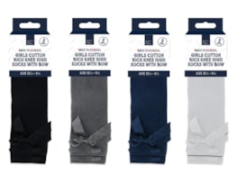 Wholesale Girls Cotton Rich Knee Socks with Bow 2pk 4 asstd sizes Wholesale Girls Cotton Rich Knee Socks with Bow 2pk 4 asstd sizes