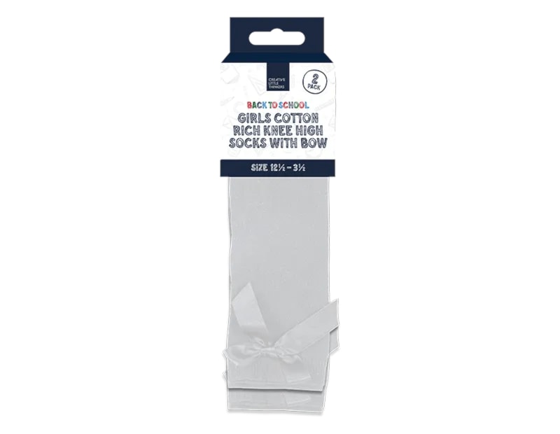 Wholesale Girls Cotton Rich Knee Socks with Bow 2pk 4 asstd sizes Wholesale Girls Cotton Rich Knee Socks with Bow 2pk 4 asstd sizes