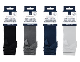Wholesale Girls Cotton Rich Knee Socks with Bow 2pk 4 asstd sizes Wholesale Girls Cotton Rich Knee Socks with Bow 2pk 4 asstd sizes