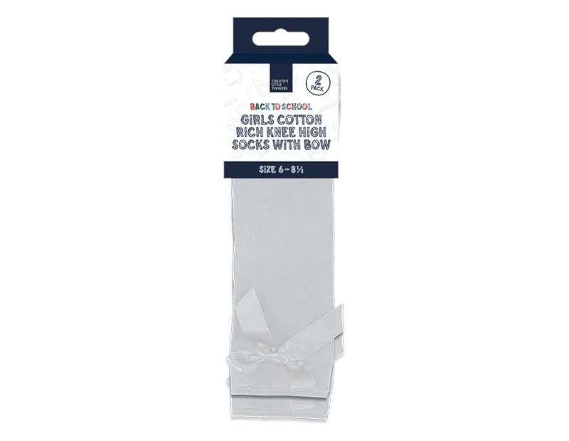 Wholesale Girls Cotton Rich Knee Socks with Bow 2pk 4 asstd sizes Wholesale Girls Cotton Rich Knee Socks with Bow 2pk 4 asstd sizes