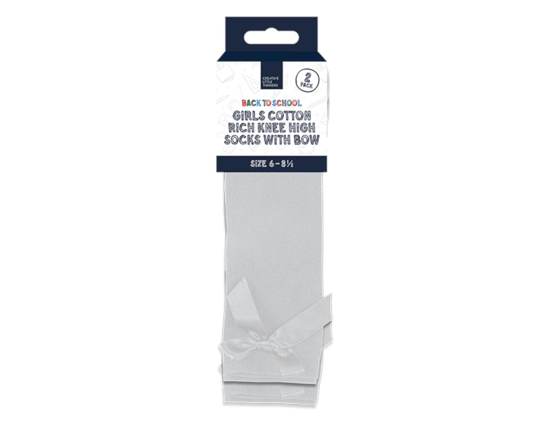 Wholesale Girls Cotton Rich Knee Socks with Bow 2pk 4 asstd sizes Wholesale Girls Cotton Rich Knee Socks with Bow 2pk 4 asstd sizes