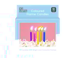 Wholesale Coloured Flame Party Candles 10pk CDU Wholesale Coloured Flame Party Candles 10pk CDU
