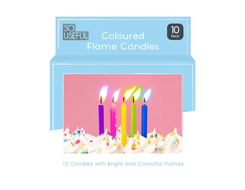 Wholesale Coloured Flame Party Candles 10pk CDU Wholesale Coloured Flame Party Candles 10pk CDU