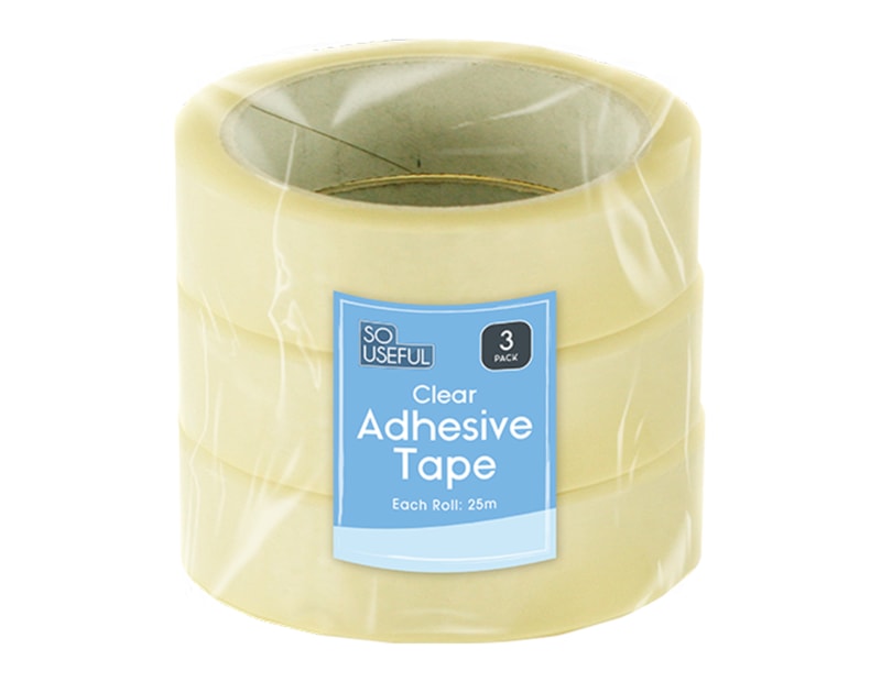 Wholesale Clear Adhesive Tape 3pk 25M CDU Wholesale Clear Adhesive Tape 3pk 25M CDU