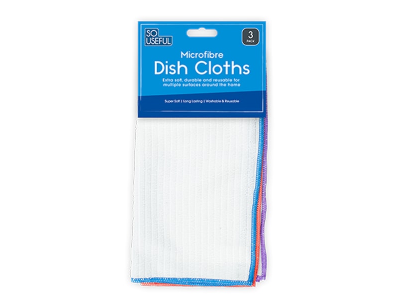 Wholesale Microfibre Dish Cloth 3pk With Clip Strip Wholesale Microfibre Dish Cloth 3pk With Clip Strip