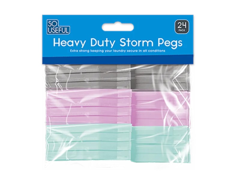 Wholesale Heavy Duty Storm Pegs 24pk With Clip Strip Wholesale Heavy Duty Storm Pegs 24pk With Clip Strip