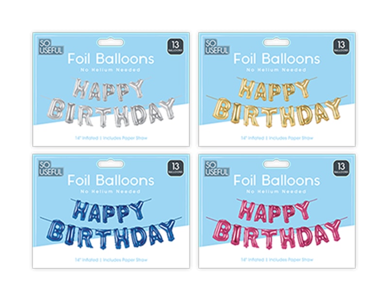 Wholesale Metallic Happy Birthday Foil Balloons With Clip Strip Wholesale Metallic Happy Birthday Foil Balloons With Clip Strip