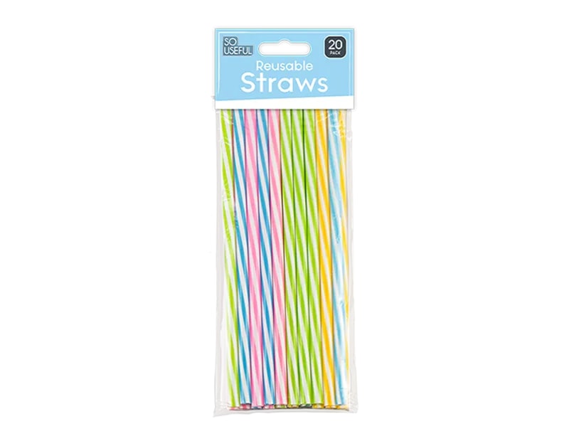 Wholesale Reusable Straw 20pk With Clip Strip Wholesale Reusable Straw 20pk With Clip Strip