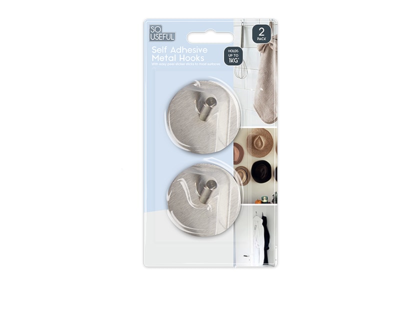 Wholesale Metal Self Adhesive Hooks 2pk With Clip Strip Wholesale Metal Self Adhesive Hooks 2pk With Clip Strip