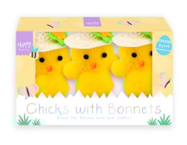 Wholesale Easter Chicks with Bonnets 3pk CDU Wholesale Easter Chicks with Bonnets 3pk CDU