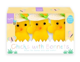 Wholesale Easter Chicks with Bonnets 3pk CDU Wholesale Easter Chicks with Bonnets 3pk CDU