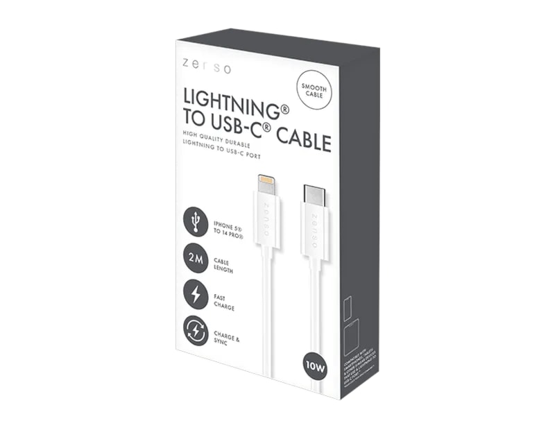 Wholesale White Lightning to Type-C 2M Cable CDU Wholesale White Lightning to Type-C 2M Cable CDU