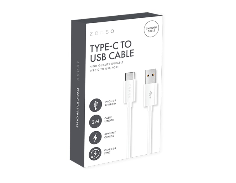 Wholesale White Type-C to USB 2M Cable CDU