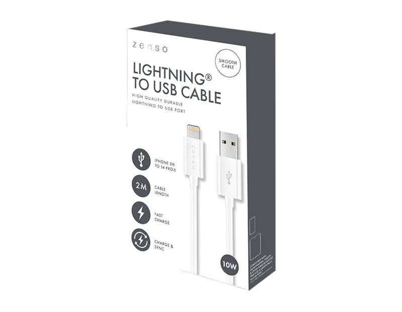 Wholesale White Lightning to USB 2M Cable CDU Wholesale White Lightning to USB 2M Cable CDU