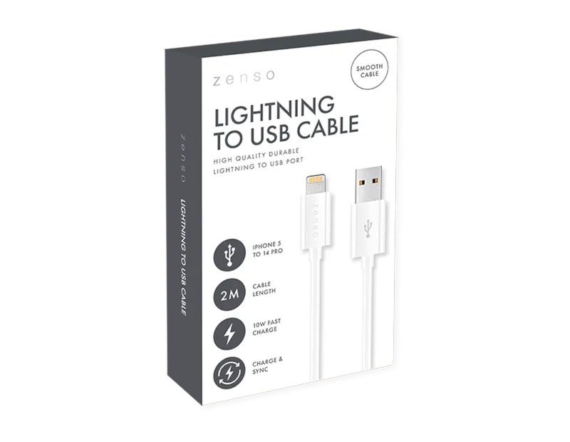 Wholesale White Lightning to USB 2M Cable CDU