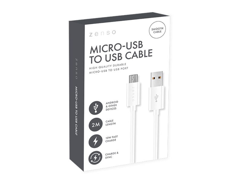 Wholesale White Micro to USB 2M Cable CDU Wholesale White Micro to USB 2M Cable CDU