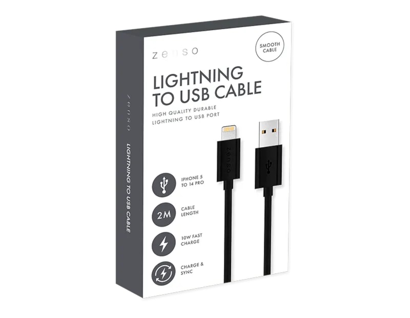 Wholesale Black Lightning to USB 2M Cable CDU Wholesale Black Lightning to USB 2M Cable CDU