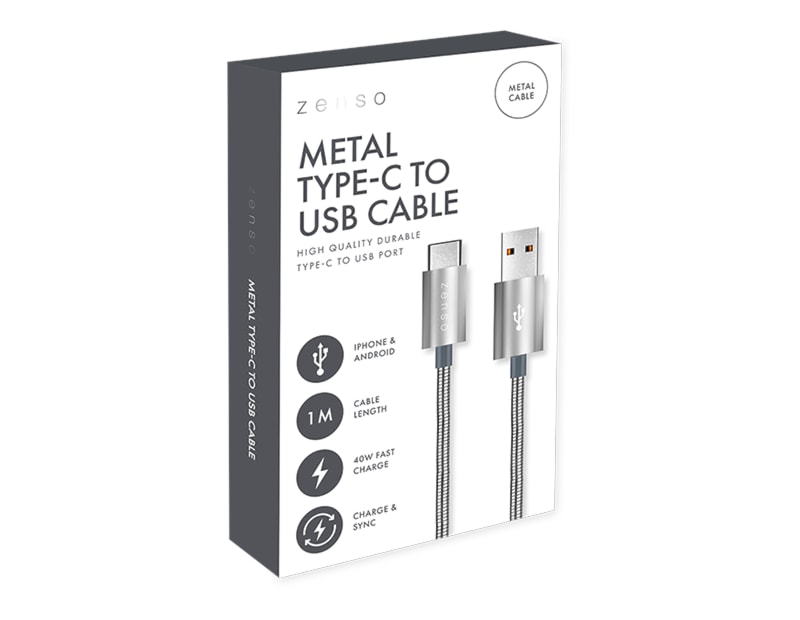 Wholesale Metal Type-C to USB Charge/Sync 1M Cable CDU