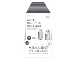 Wholesale Metal Type-C to USB Charge/Sync 1M Cable CDU Wholesale Metal Type-C to USB Charge/Sync 1M Cable CDU