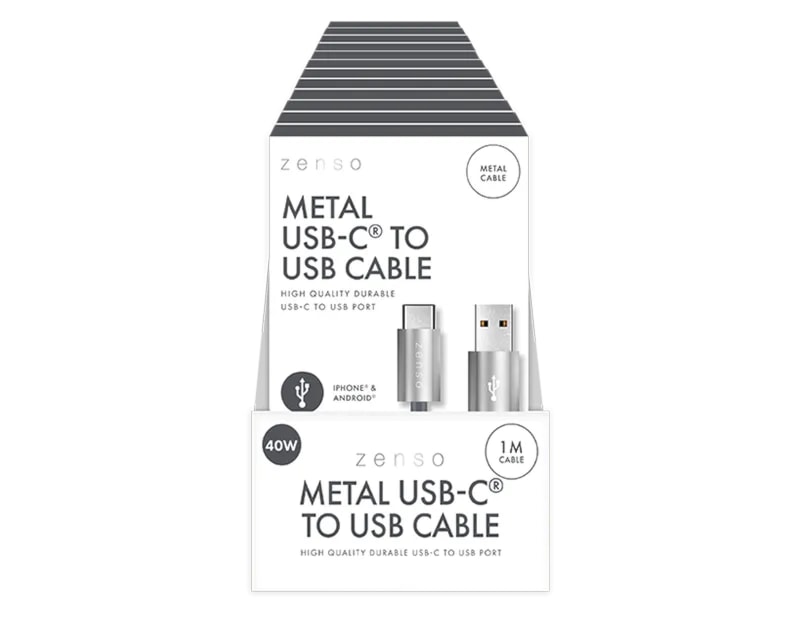 Wholesale Metal Type-C to USB Charge/Sync 1M Cable CDU Wholesale Metal Type-C to USB Charge/Sync 1M Cable CDU