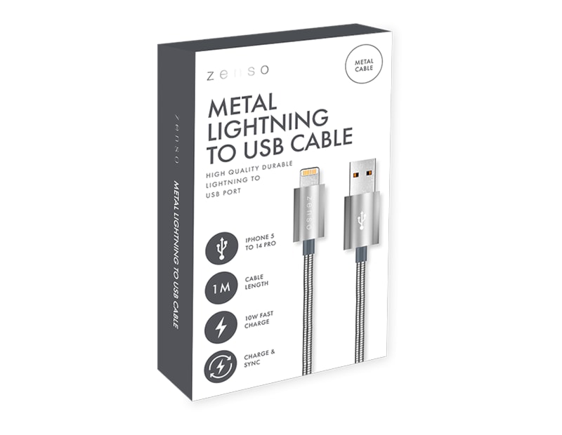 Wholesale Metal Lightning to USB Charge/Sync 1M Cable CDU