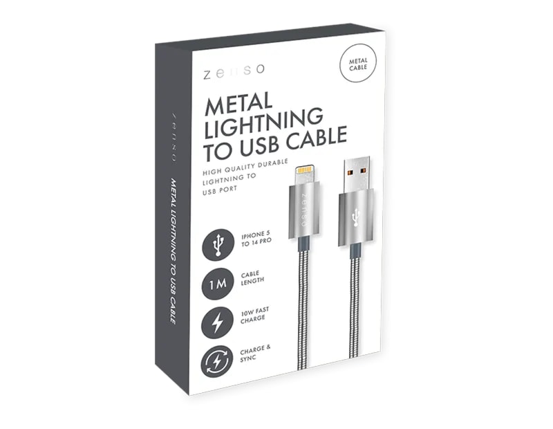Wholesale Metal Lightning to USB Charge/Sync 1M Cable CDU