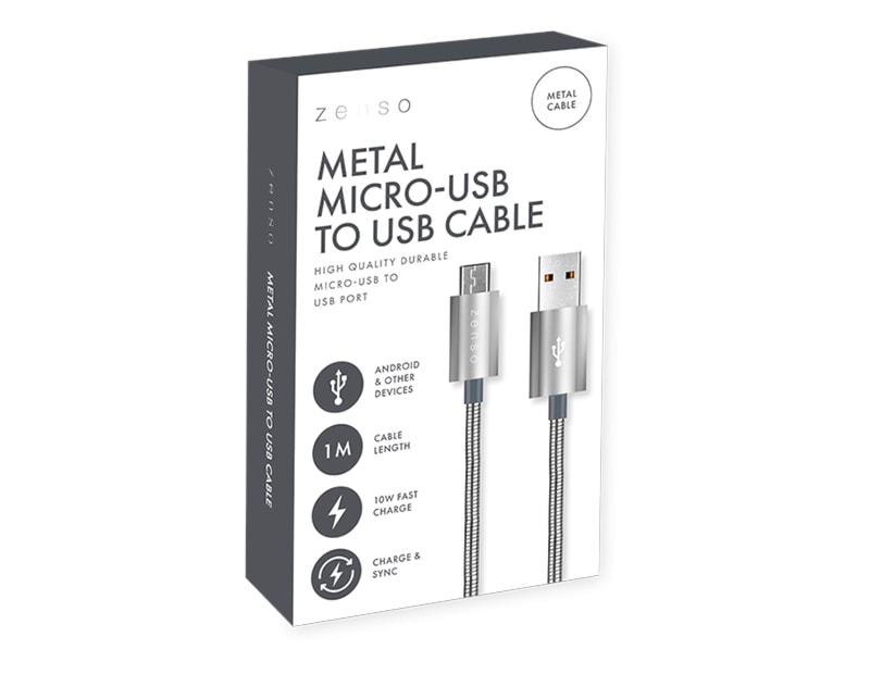 Wholesale Metal Micro to USB Charge/Sync 1M Cable CDU