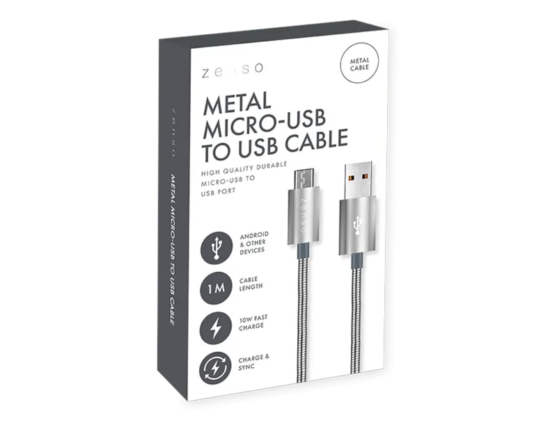Wholesale Metal Micro to USB Charge/Sync 1M Cable CDU