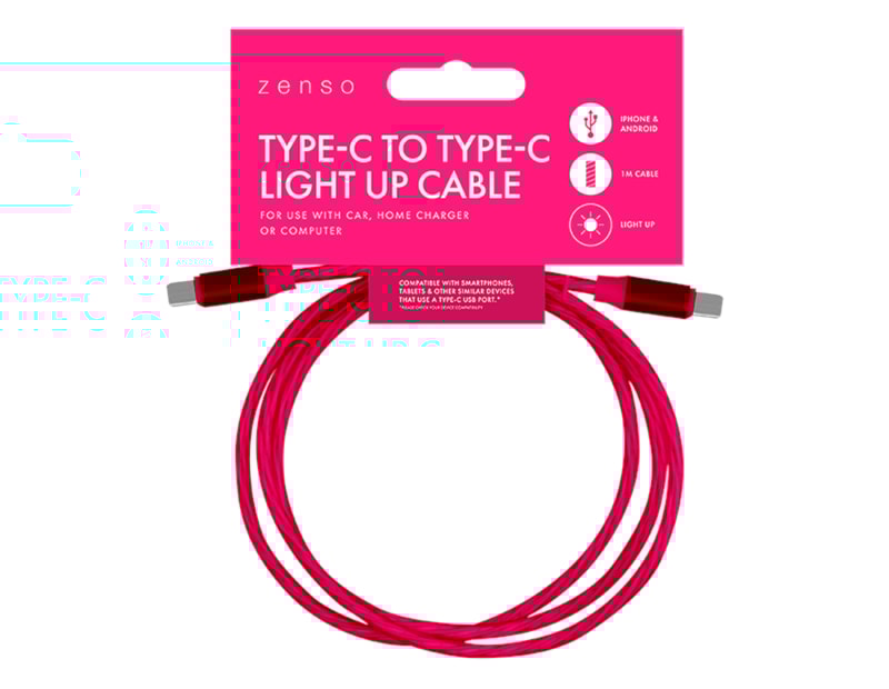 Wholesale Type-C to Type-C Light Up Charging Cable 1M