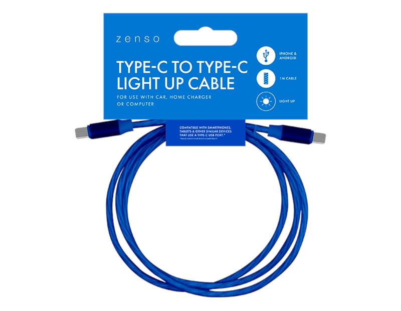 Wholesale Type-C to Type-C Light Up Charging Cable 1M Wholesale Type-C to Type-C Light Up Charging Cable 1M