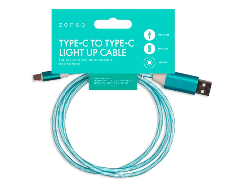Wholesale Lightning to Type-C Light Up Charging Cable 1M Wholesale Lightning to Type-C Light Up Charging Cable 1M in Green