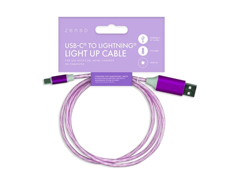 Wholesale Lightning to Type-C Light Up Charging Cable 1M