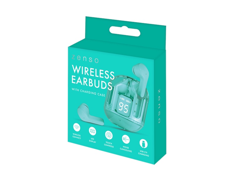 Wholesale Coloured Wireless Earbuds with Digital Screen Charging Case