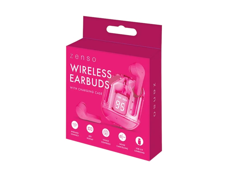 Wholesale Coloured Wireless Earbuds with Digital Screen Charging Case