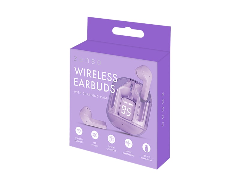 Wholesale Coloured Wireless Earbuds with Digital Screen Charging Case