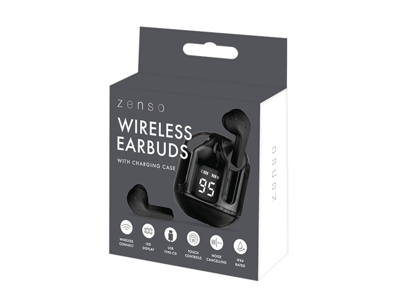 Wholesale Wireless Earbuds with Digital Screen Charging Case